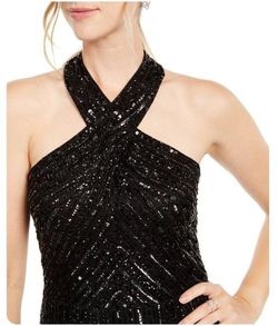 Style ap1e205831 Adrianna Papell Black Size 8 50 Off Jersey Sequined Mermaid Dress on Queenly