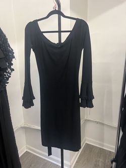 Style B3995-3 Wow Couture Black Size 12 Long Sleeve Jersey Cocktail Dress on Queenly