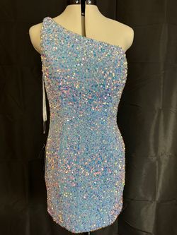 Sherri Hill Blue Size 8 Tall Height Cocktail Dress on Queenly