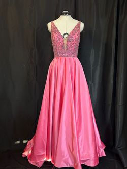 Sherri Hill Pink Size 6 V Neck 54363 Floor Length Train Dress on Queenly