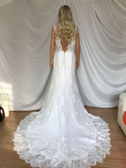 Style 776015 MoriLee White Size 16 Embroidery Jersey Plus Size Tall Height Mermaid Dress on Queenly