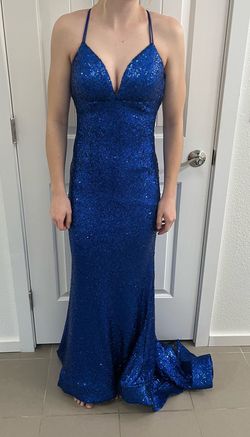 Sherri Hill Blue Size 00 Prom Plunge Straight Dress on Queenly
