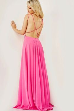 Style JV000297 Jovani Pink Size 6 Jv000297 Prom Plunge Floor Length A-line Dress on Queenly