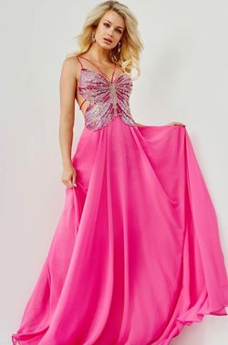 Style JV000297 Jovani Pink Size 6 Jv000297 Prom Plunge Floor Length A-line Dress on Queenly