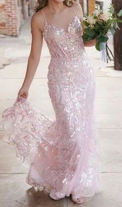 Sherri Hill Pink Size 00 Plunge Floor Length Mermaid Dress on Queenly