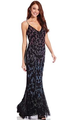 Style ap1e206840 Adrianna Papell Multicolor Size 6 V Neck Floor Length Ap1e206840 Mermaid Dress on Queenly