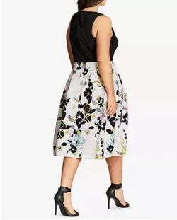 City Chic Black Size 18 Floral Pockets A-line Dress on Queenly