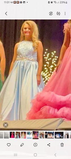 Sherri Hill Blue Size 6 Pageant Belt Floor Length Ball gown on Queenly