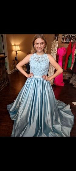 Sherri Hill Blue Size 6 Pageant Belt Floor Length Ball gown on Queenly