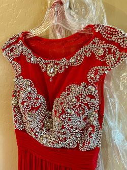 Jovani Red Size 2 Free Shipping Cap Sleeve Medium Height Prom Military Straight Dress on Queenly