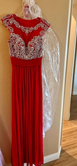Jovani Red Size 2 Free Shipping Cap Sleeve Medium Height Prom Military Straight Dress on Queenly