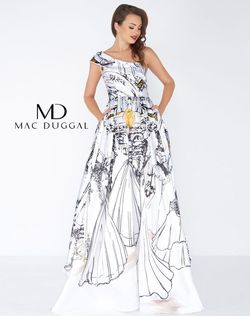 Style 30371 Mac Duggal Multicolor Size 8 One Shoulder Print Ball gown on Queenly