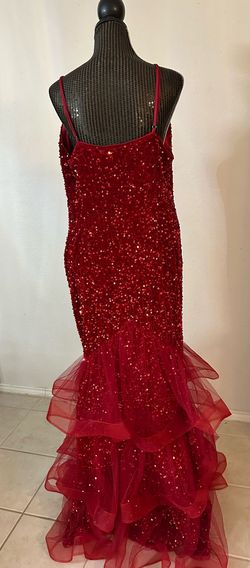 Faeriesty Red Size 20 Pageant Jersey Floor Length Mermaid Dress on Queenly