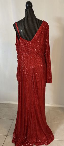 Faeriesty Red Size 28 Plus Size Short Height Side slit Dress on Queenly