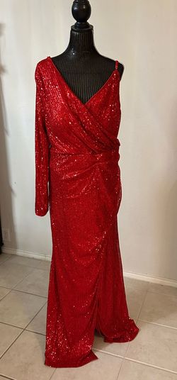 Faeriesty Red Size 28 Pageant Jersey Floor Length Side slit Dress on Queenly