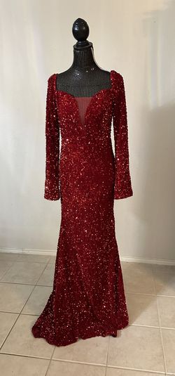 Miss ord Red Size 16 Plus Size Pageant Floor Length Train Dress on Queenly