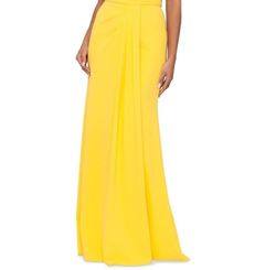 Betsy and Adam Yellow Size 14 Floor Length Military One Shoulder Tall Height A-line Dress on Queenly