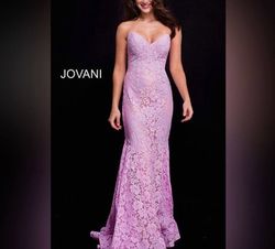 Jovani Purple Size 10 Wedding Guest Strapless Mermaid Dress on Queenly