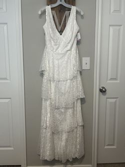 David’s Bridal White Size 16 Engagement Floor Length Straight Dress on Queenly