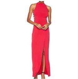 Speechless Red Size 4 Floor Length High Neck Side slit Dress on Queenly