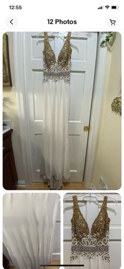 Sherri Hill Couture White Size 4 Tall Height Floor Length Straight Dress on Queenly
