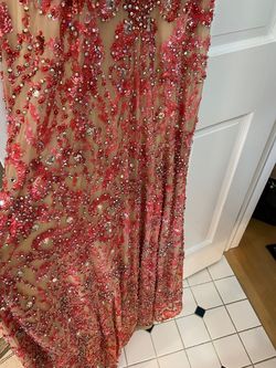 Sherri Hill Red Size 6 Pageant Black Tie Plunge Prom Straight Dress on Queenly