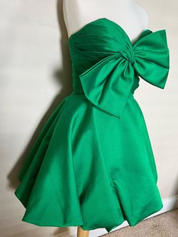 Style 66698 Jovani Green Size 2 Medium Height Flare Jersey Cocktail Dress on Queenly