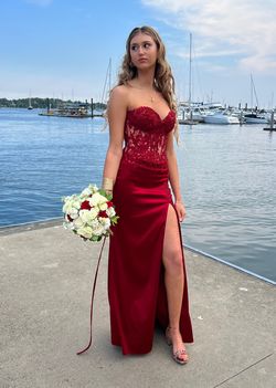 Sherri Hill Red Size 4 Sheer Tall Height Straight Dress on Queenly