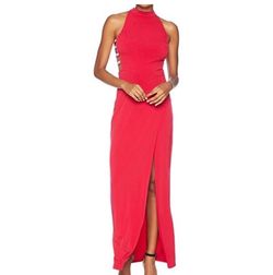 Speechless Red Size 6 High Neck Side slit Dress on Queenly