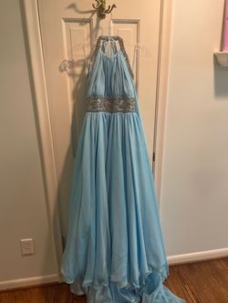 Style 10041 Rachel Allan Blue Size 10 Girls Size Pageant Floor Length Ball gown on Queenly