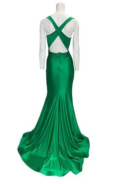 Style 719 Jessica Angel Green Size 4 Mini V Neck Tall Height Side slit Dress on Queenly