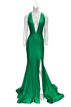 Style 719 Jessica Angel Green Size 4 Tall Height Backless Side slit Dress on Queenly