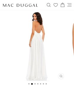 Mac Duggal White Size 2 50 Off Halter Floor Length Side Slit A-line Dress on Queenly