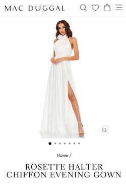 Mac Duggal White Size 2 50 Off Halter Floor Length Side Slit A-line Dress on Queenly
