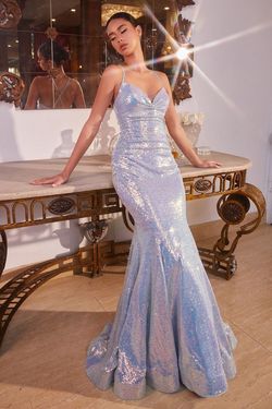 Cinderella Divine Blue Size 8 Plunge Floor Length Mermaid Dress on Queenly