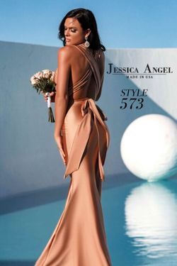 Style 573 Jessica Angel Blue Size 4 Floor Length 415 Tall Height Straight Dress on Queenly