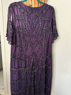 Adrianna Papell Purple Size 18 Cap Sleeve Floor Length Straight Dress on Queenly