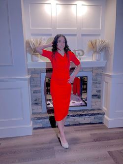 Zara Red Size 8 Jersey Floor Length Side slit Dress on Queenly