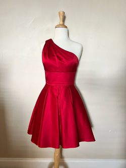 Blondie Nites Red Size 4 Mini Jersey Pageant One Shoulder Cocktail Dress on Queenly