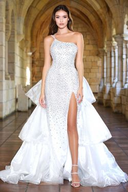 Ava Presley White Size 8 Prom One Shoulder Floor Length Side slit Dress on Queenly
