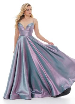 Style 1513 Ashley Lauren Purple Size 2 Pockets 50 Off Shiny A-line Dress on Queenly