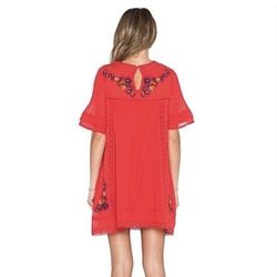Free People Red Size 4 50 Off Keyhole Lace Embroidery Cocktail Dress on Queenly