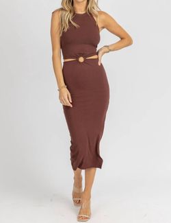 Style 1-1097763638-2696 ENDLESS BLU. Brown Size 12 Side Slit Spandex Plus Size Cocktail Dress on Queenly