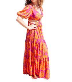 Style 1-1142752934-2791 FLYING TOMATO Orange Size 12 Mini Hot Pink Print Straight Dress on Queenly