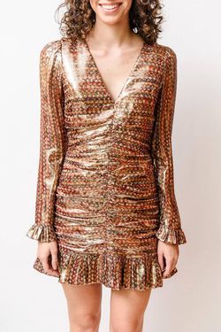 Style 1-1198980322-2696 GILNER FARRAR Brown Size 12 Silk Shiny V Neck Tall Height Cocktail Dress on Queenly