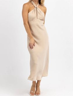 Style 1-1218976291-3236 LE LIS Nude Size 4 Satin Floor Length Straight Dress on Queenly