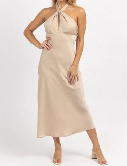 Style 1-1218976291-3855 LE LIS Nude Size 0 Halter Military Polyester Straight Dress on Queenly