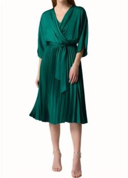 Style 1-1242698532-2168 Joseph Ribkoff Green Size 8 Tall Height Sleeves Belt Emerald Cocktail Dress on Queenly