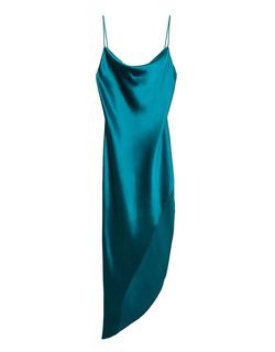 Style 1-1255007296-2696 Fleur Du Mal Blue Size 12 Silk Turquoise Floor Length Side slit Dress on Queenly