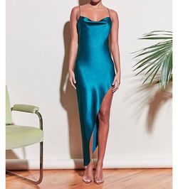 Style 1-1255007296-2696 Fleur Du Mal Blue Size 12 Turquoise Floor Length Side slit Dress on Queenly